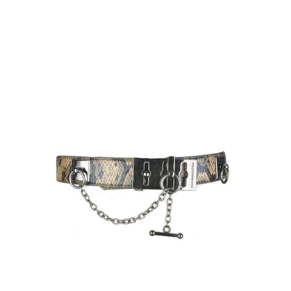 BCBGMAXAZRIA - Faux Snake Leather Metallic Chain Toggle...